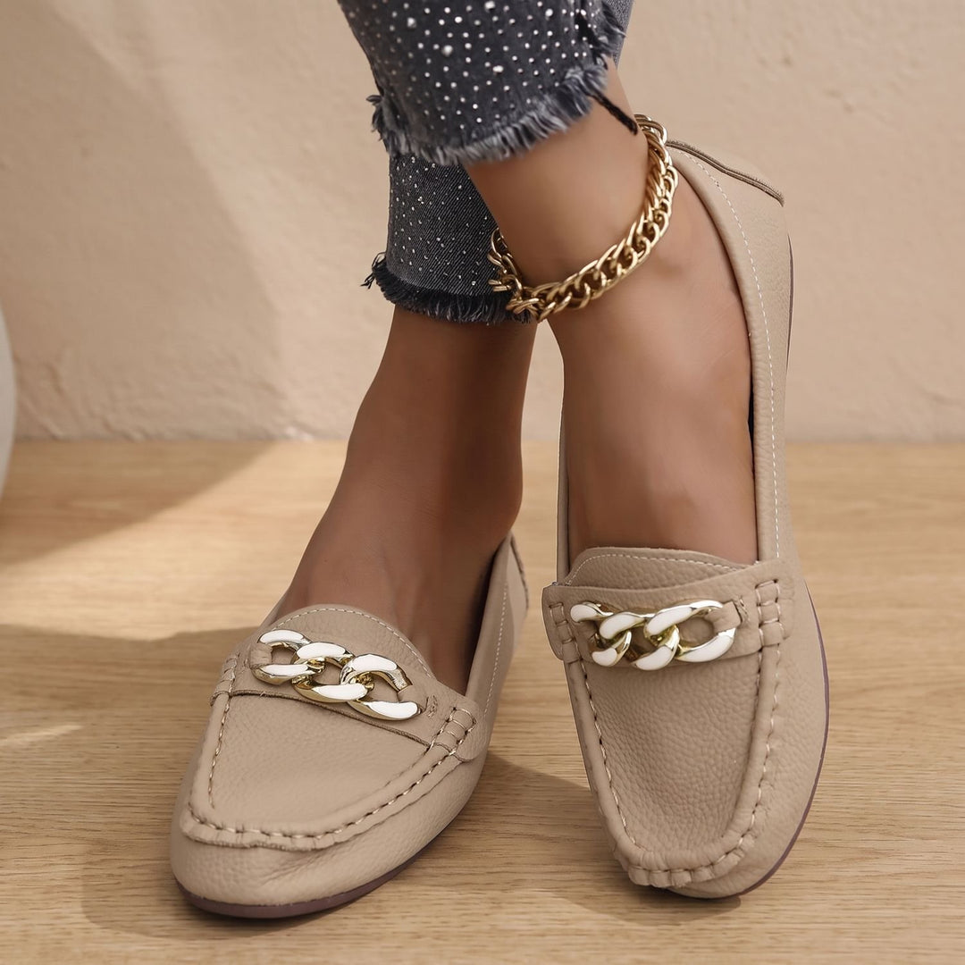 Women's Chain-Detail Slip-On Flat Loafers