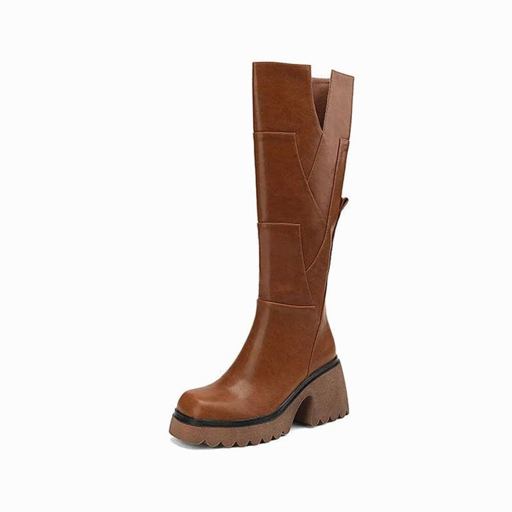 Women's Chunky Knee High Block Heel Side-Zip Boots