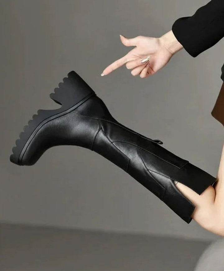 Women's Chunky Knee High Block Heel Side-Zip Boots