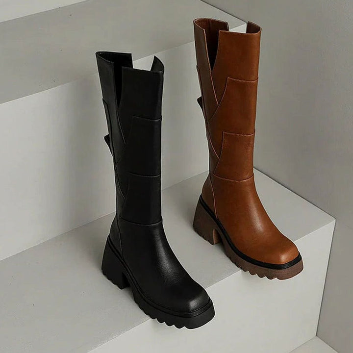 Women's Chunky Knee High Block Heel Side-Zip Boots