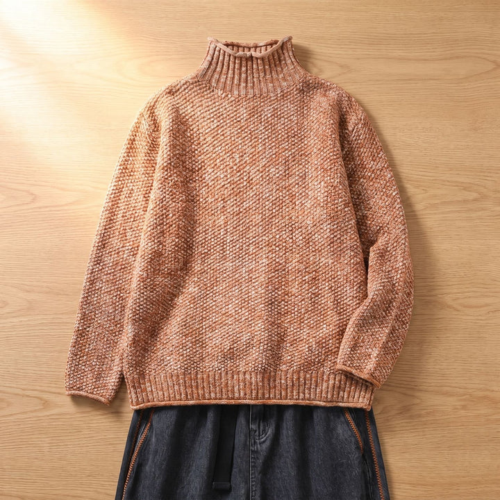 Women's Chunky Turtleneck Knit Pullover Sweater - Caramel