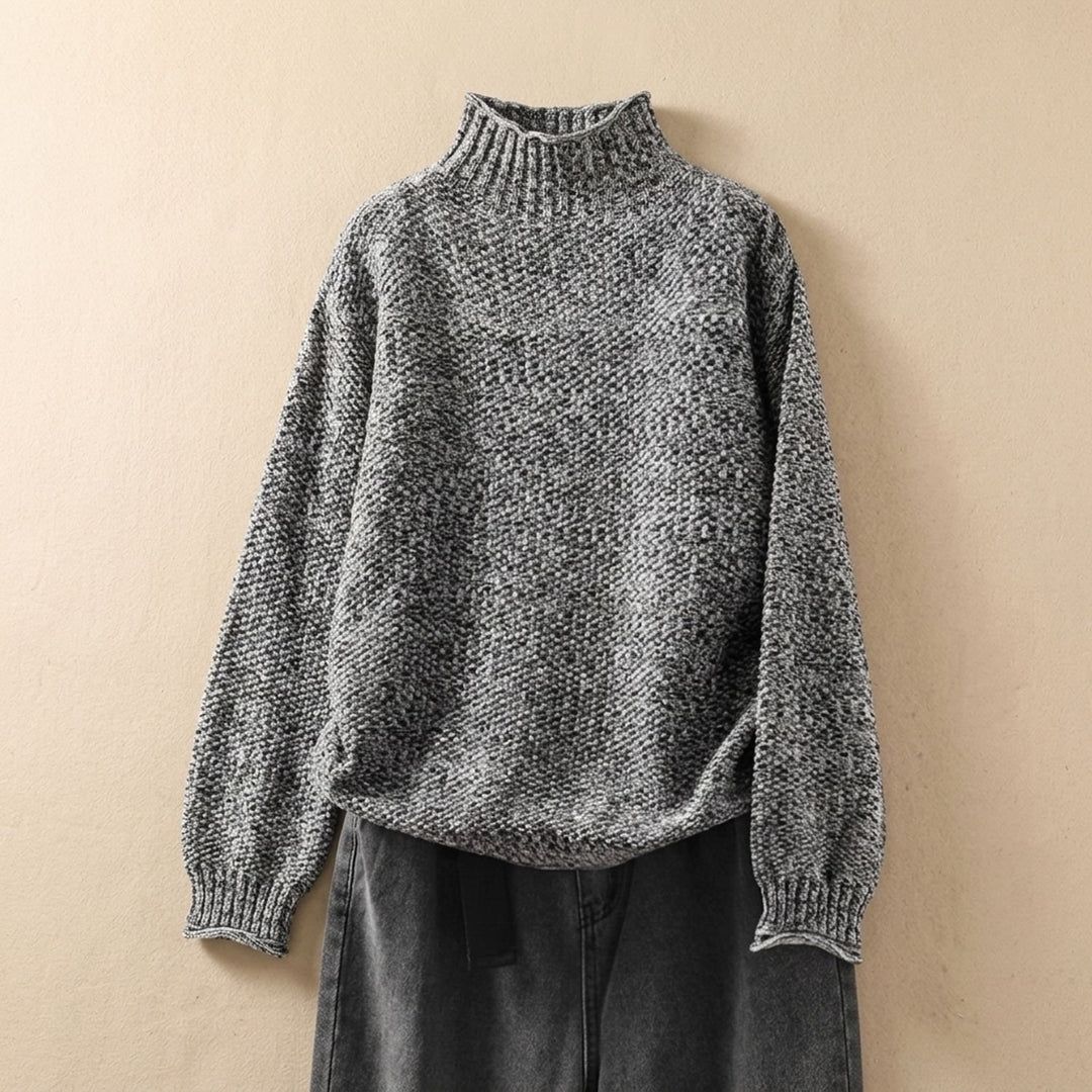Women's Chunky Turtleneck Knit Pullover Sweater - Gray