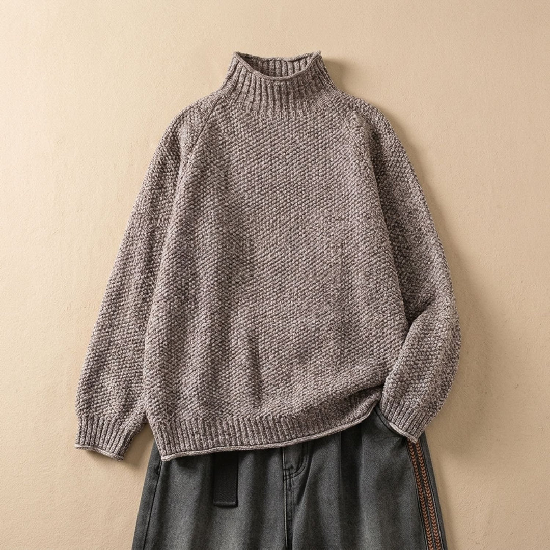 Women's Chunky Turtleneck Knit Pullover Sweater - Mocha