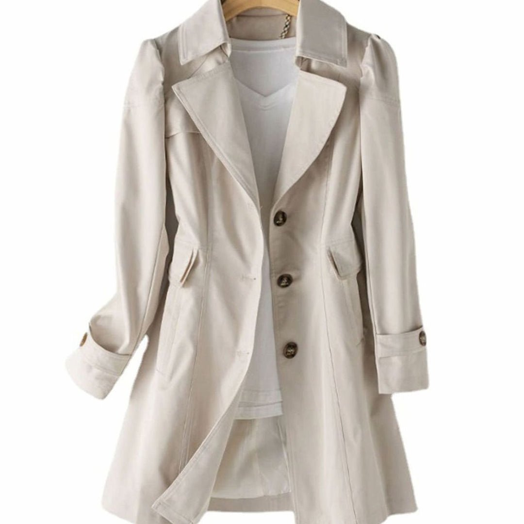 Women's Classic Single-Breasted Tailored Trench Coat - Ivory