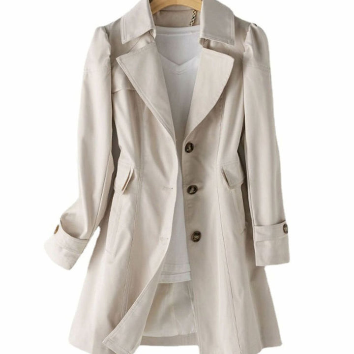 Women's Classic Single-Breasted Tailored Trench Coat - Ivory