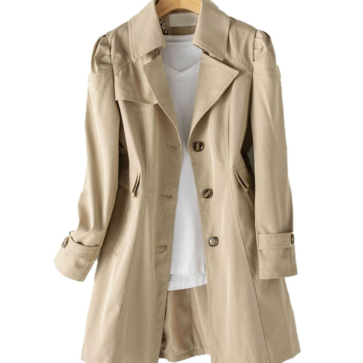 Women's Classic Single-Breasted Tailored Trench Coat - Khaki
