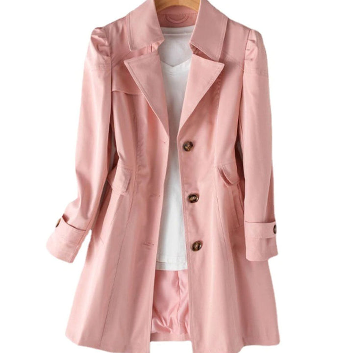 Women's Classic Single-Breasted Tailored Trench Coat - Pink