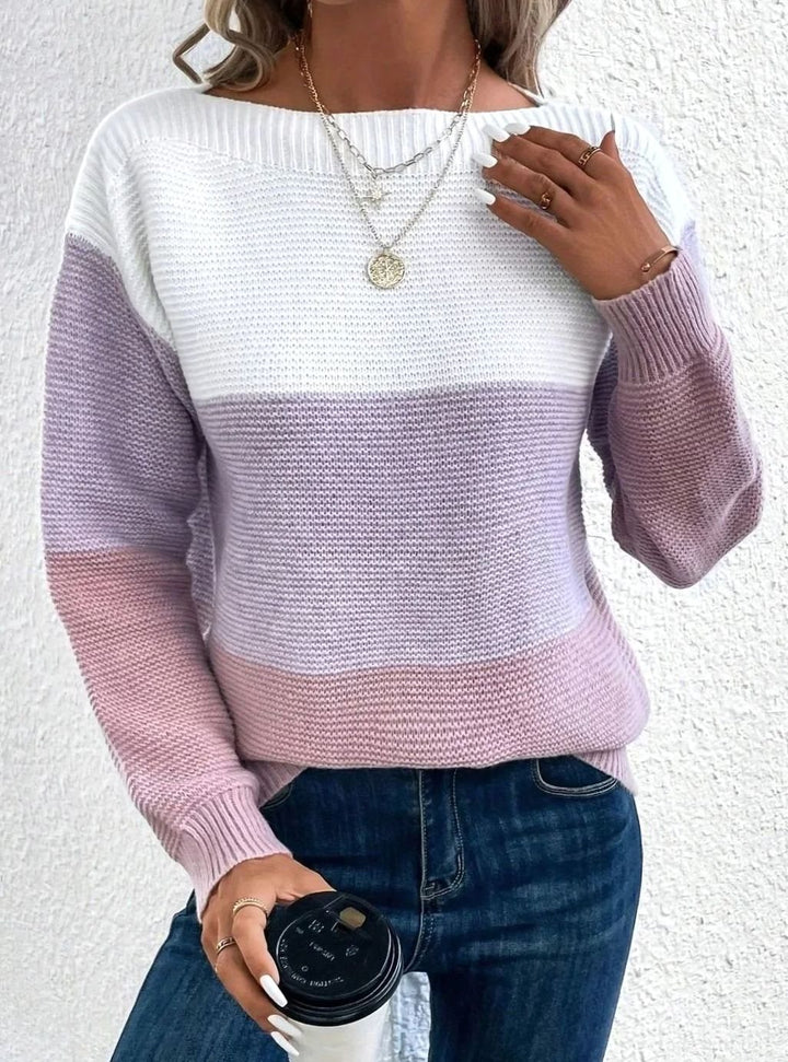 Women's Color Block Relaxed-Fit Cashmere Turtleneck Sweater - Purple