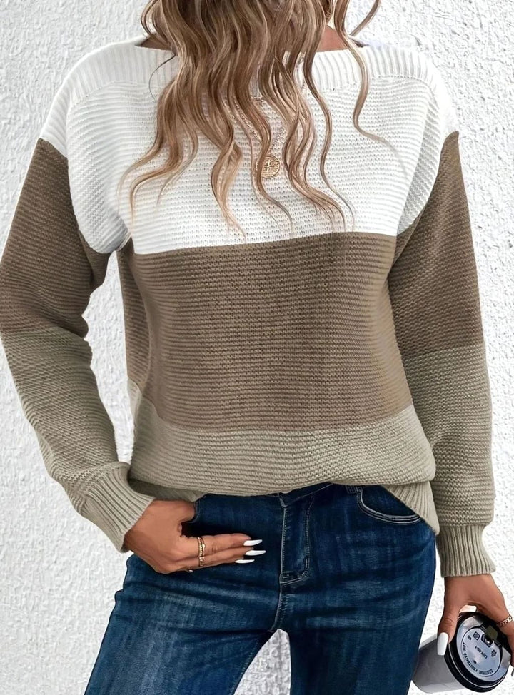 Women's Color Block Relaxed-Fit Cashmere Turtleneck Sweater - Brown