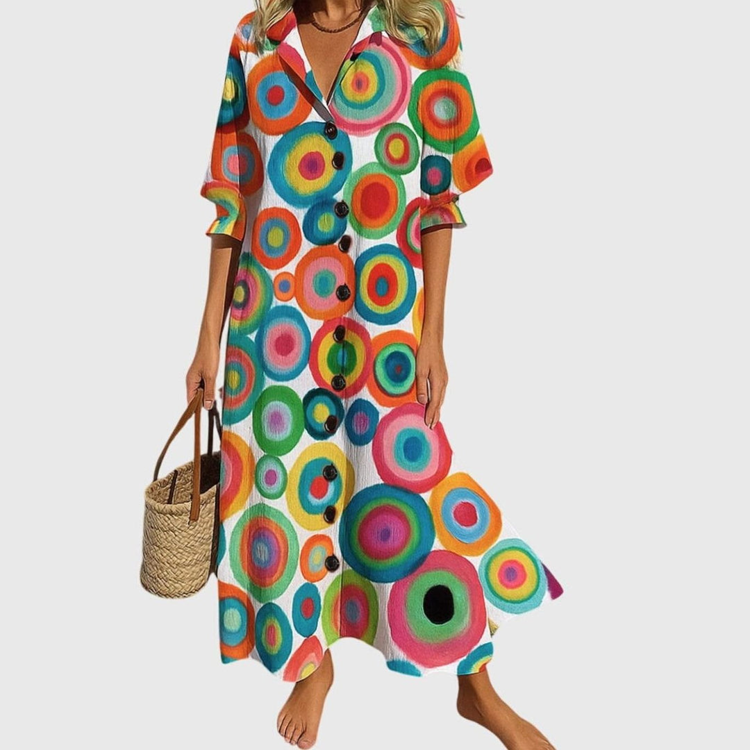 Women's Colorful Floral-Print Button-Front Maxi Dress - Multi-Color 2