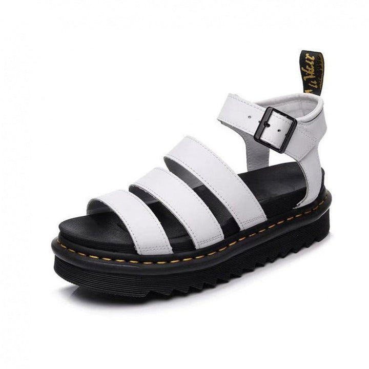 Women's Comfortable Sandals Buckle-Strap Platform Open-Toe - Wit