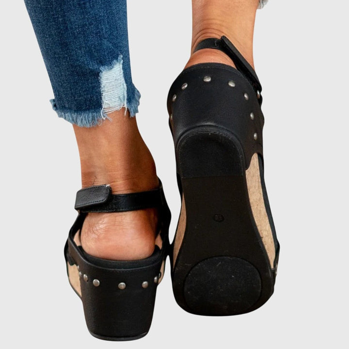 Women's Comfortable Sandals Open-Toe Cork Wedge Slingback Platform