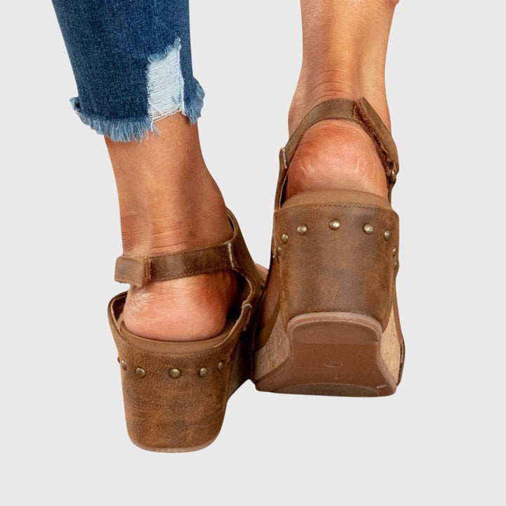 Women's Comfortable Sandals Open-Toe Cork Wedge Slingback Platform