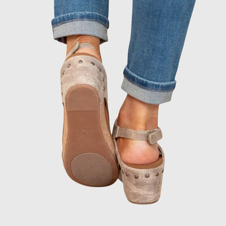 Women's Comfortable Sandals Open-Toe Cork Wedge Slingback Platform