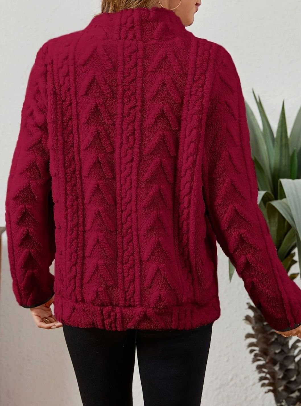 Women's Cozy Fleece Half-Zip Kangaroo Pocket Pullover Sweater
