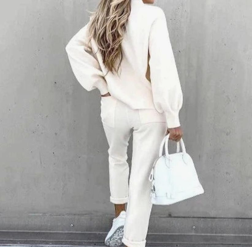 Women's Cozy Two-Piece Tracksuit Outfit Mock Neck Jogger Set