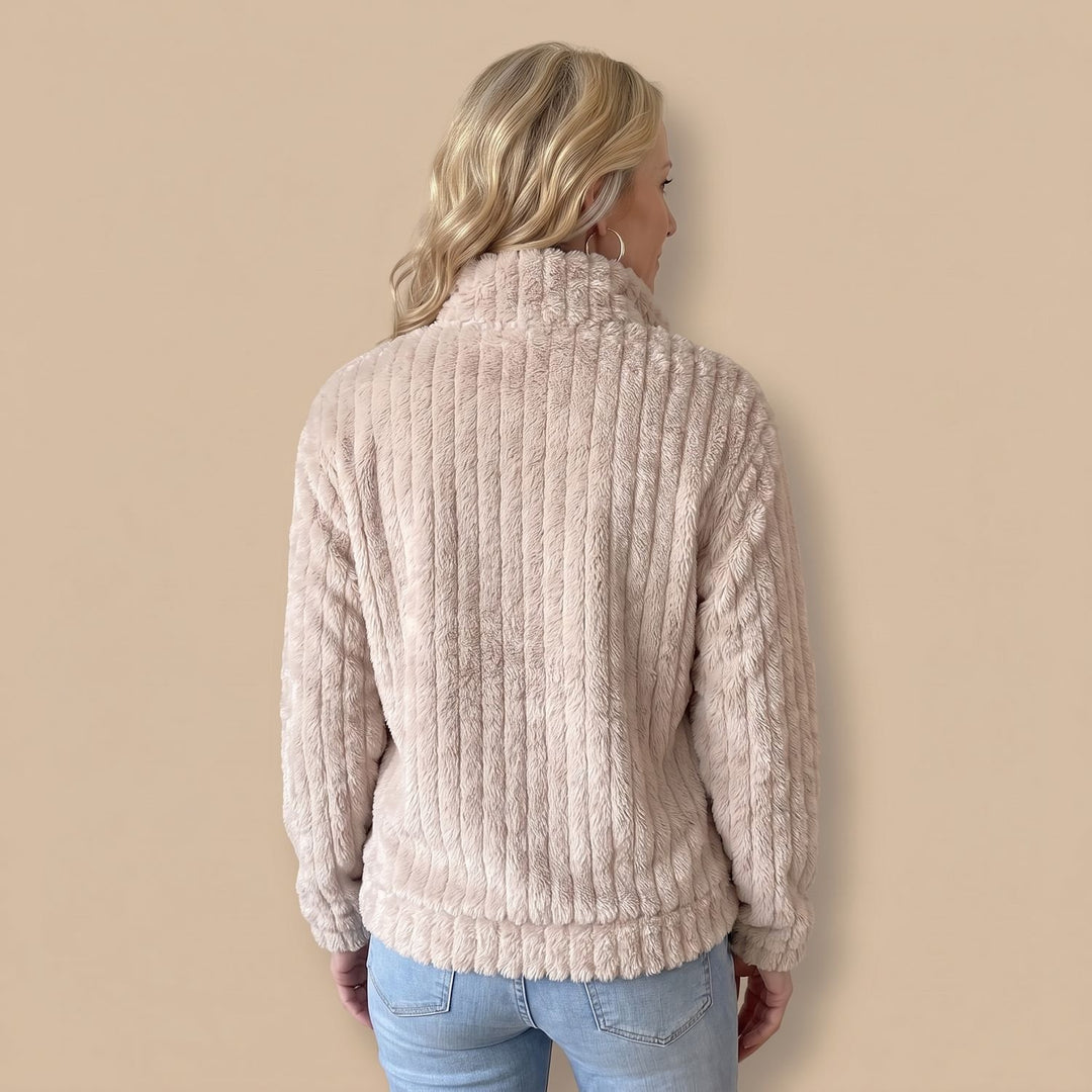 Women's Cozy Zip-Up Plush Fleece Quilted Jacket
