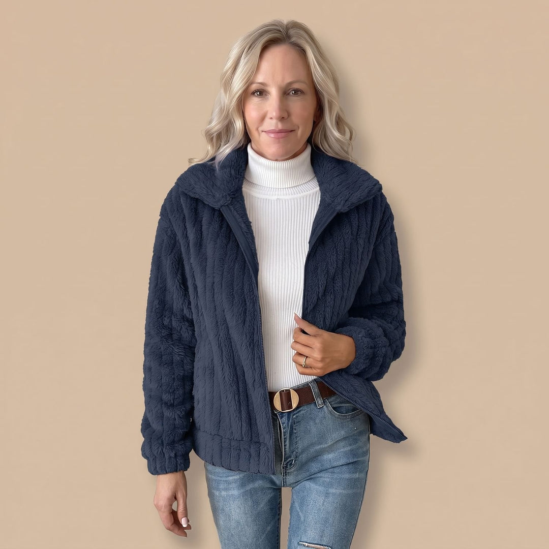 Women's Cozy Zip-Up Plush Fleece Quilted Jacket