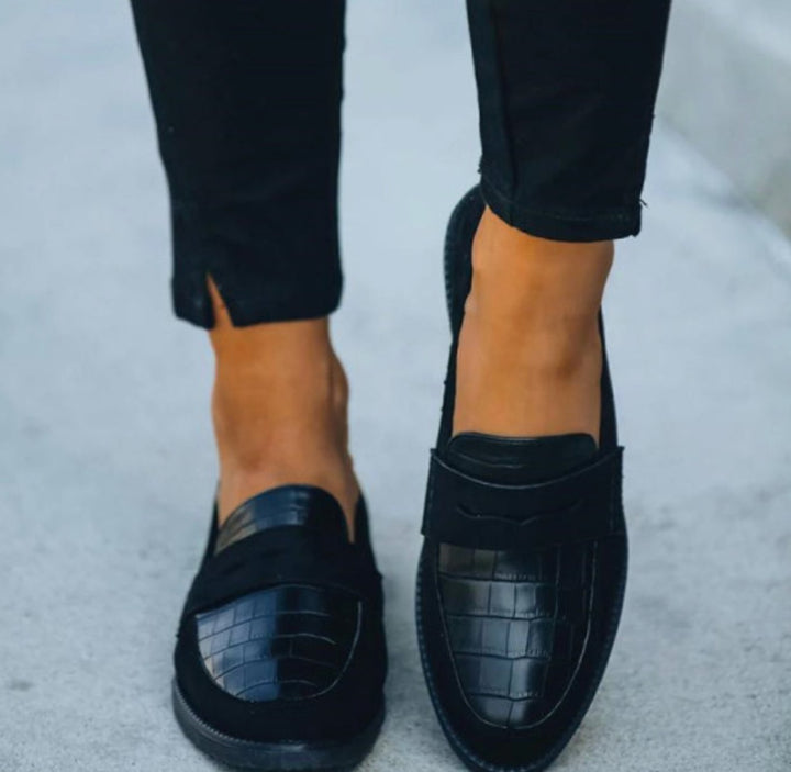 Women's Croc-Embossed Slip-On Flat Texture Loafers