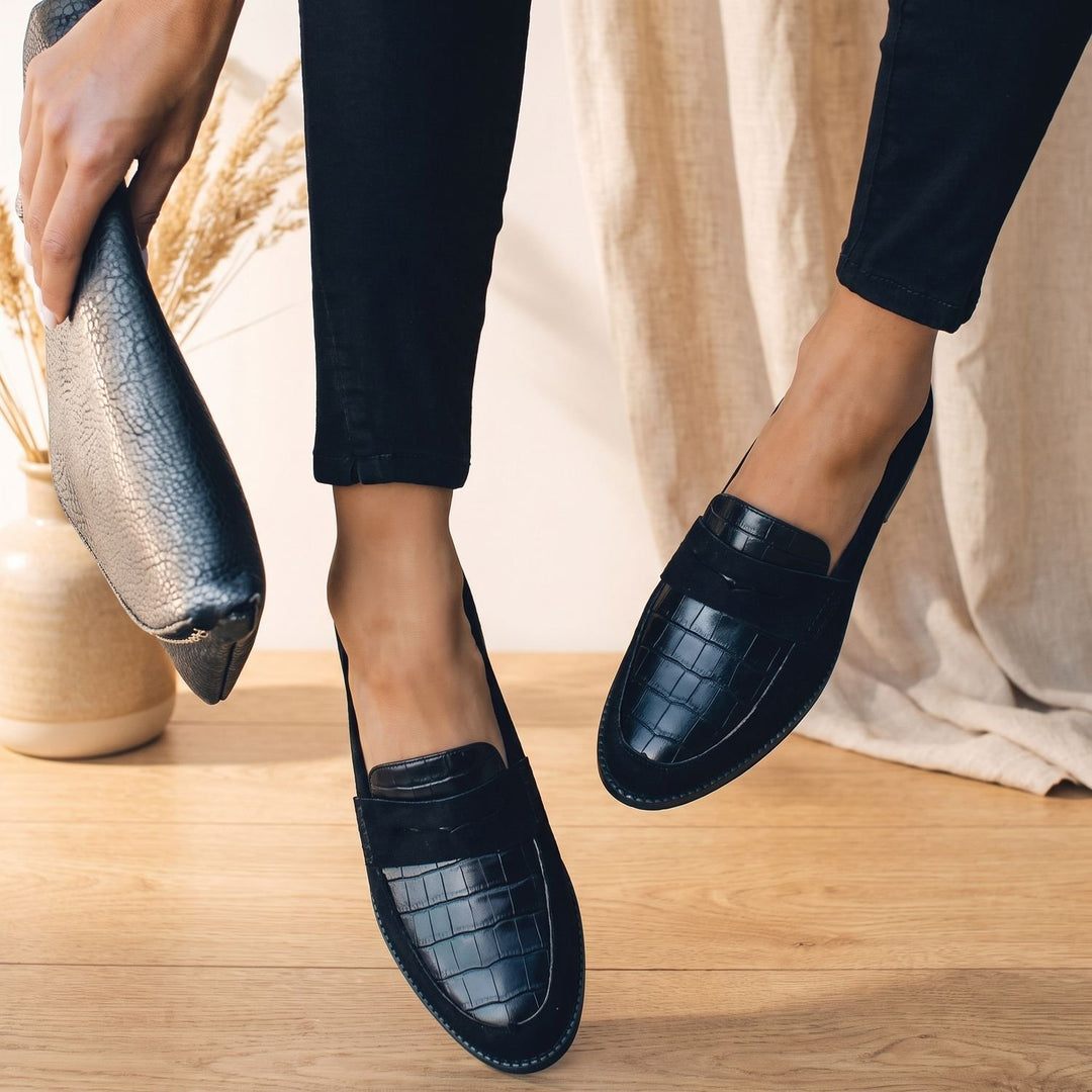 Women's Croc-Embossed Slip-On Penny Loafers