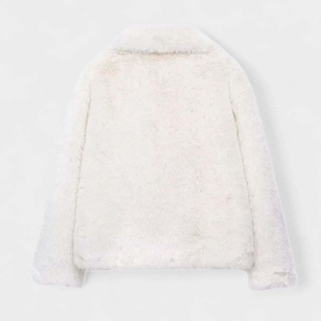 Women's Cropped Faux Fur Oversized-Collar Warm Jacket