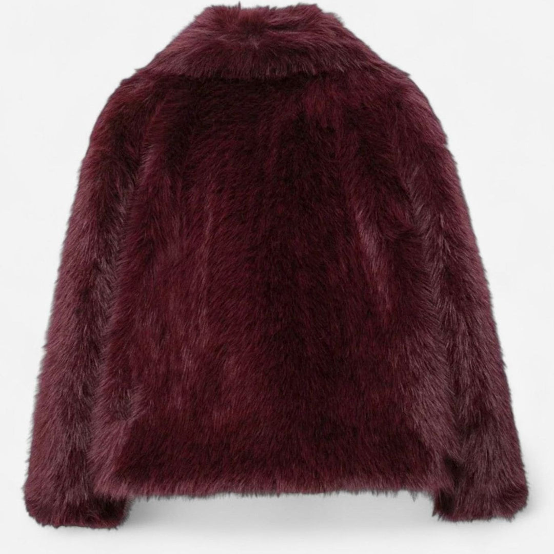 Women's Cropped Faux Fur Oversized-Collar Warm Jacket