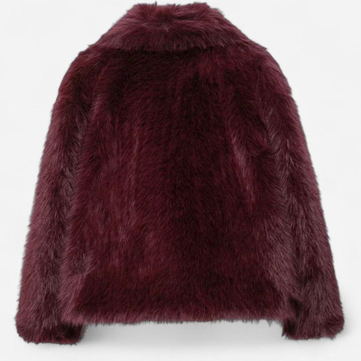 Women's Cropped Faux Fur Oversized-Collar Warm Jacket