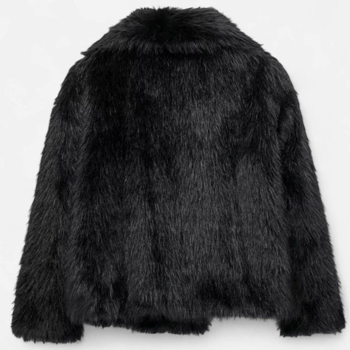 Women's Cropped Faux Fur Oversized-Collar Warm Jacket