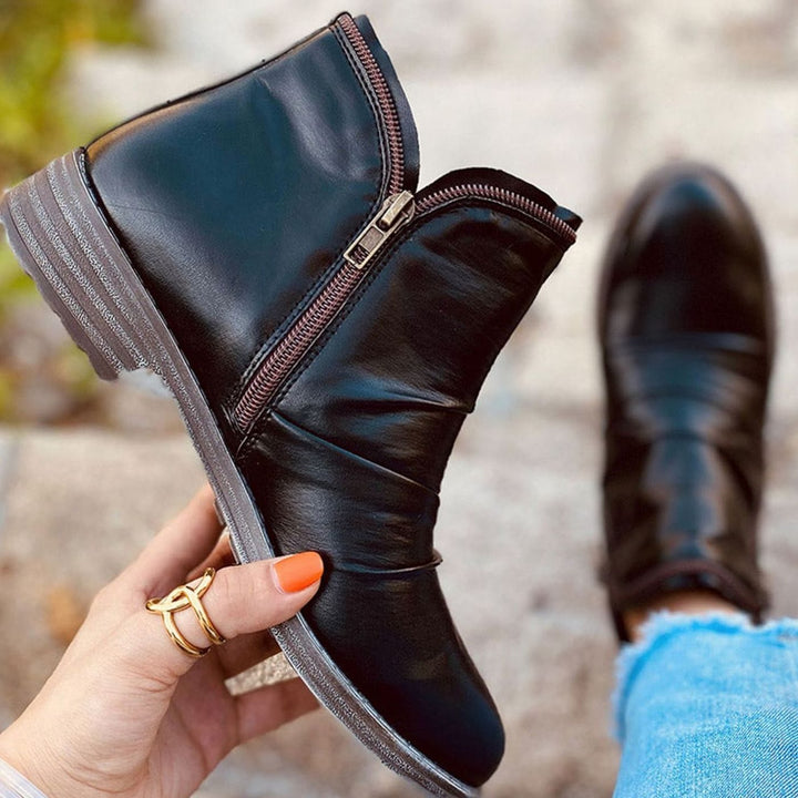 Women's Cushioned Side-Zipper Low-Heel Ankle Boots