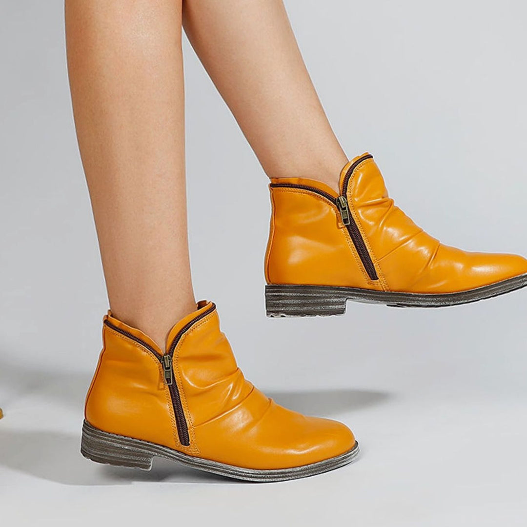 Women's Cushioned Side-Zipper Low-Heel Ankle Boots