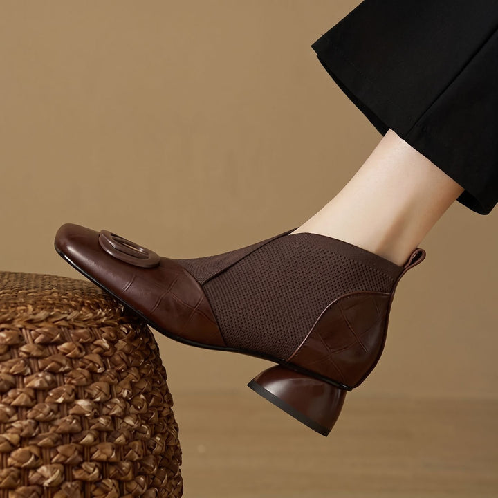 Women's Cushioned Slip-On Block-Heel Ankle Boots - Brown