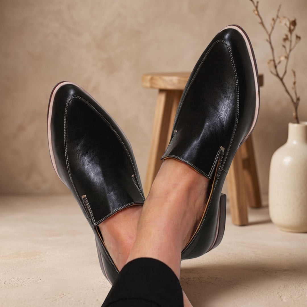Women's Cushioned Slip-On Pointed-Toe Loafers - Black