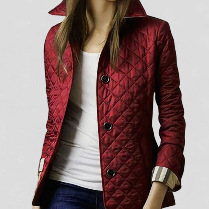 Women's Diamond-Quilted Button-Front Lightweight Jacket - Red
