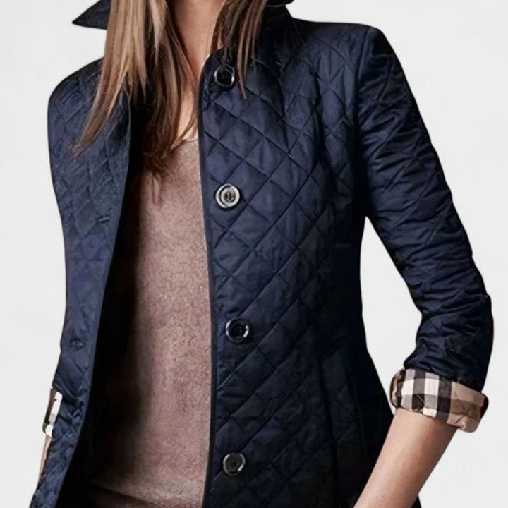 Women's Diamond-Quilted Button-Front Lightweight Jacket - Blue
