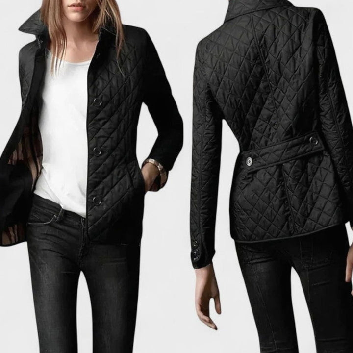 Women's Diamond-Quilted Button-Front Lightweight Jacket - Black