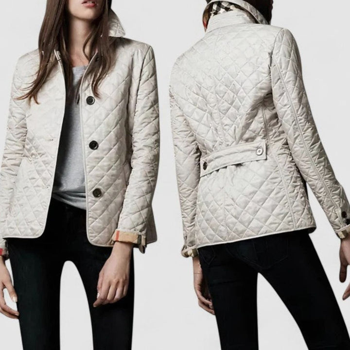 Women's Diamond-Quilted Button-Front Lightweight Jacket - White