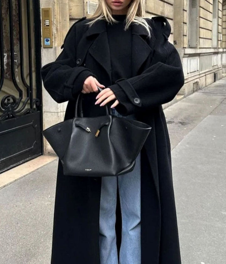 Women's Double-Breasted Belted Trench Coat Long Winter Coat
