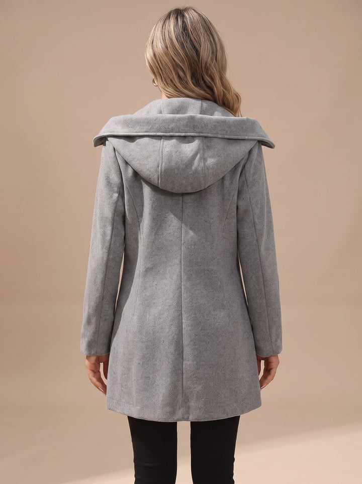 Women's Double-Breasted Notch-Lapel Wool-Blend Coat
