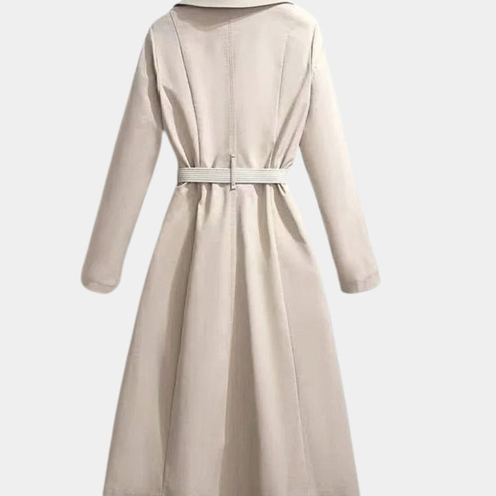 Women's Double-Breasted Scarf-Detail Belted Coat