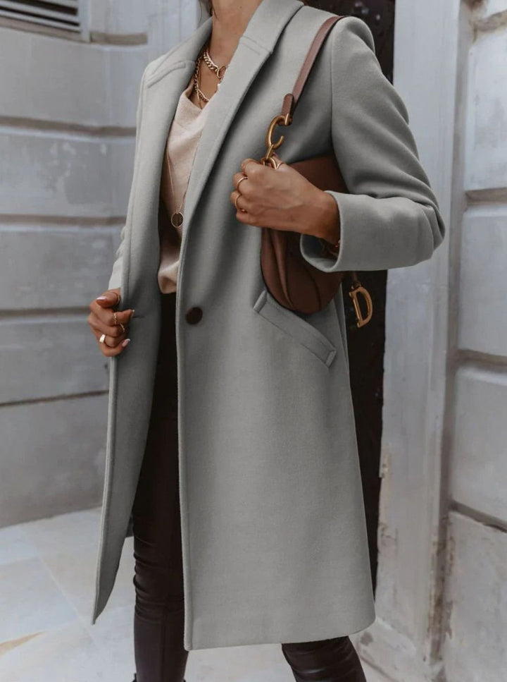Women's Double-Breasted Tailored Long Coat - Gray