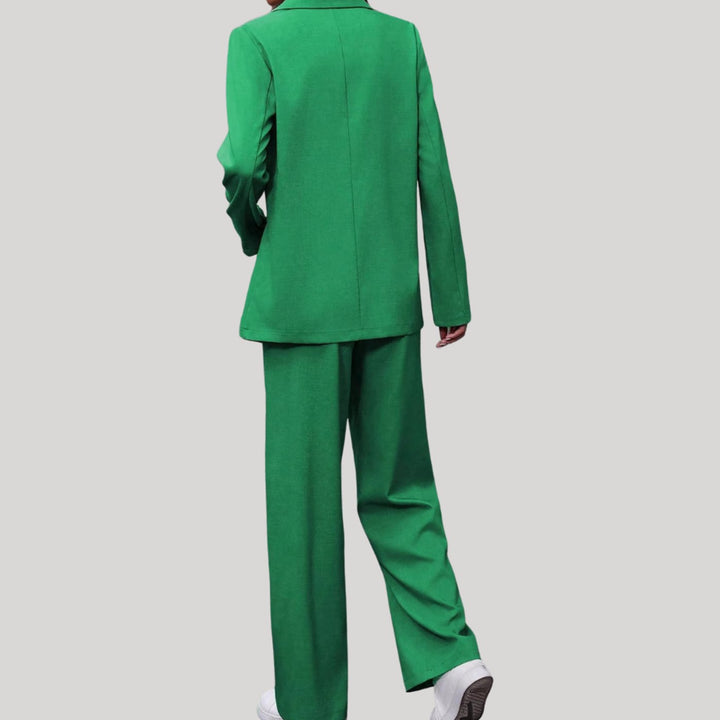 Women's Double-Breasted Tailored Wide-Leg Blazer Pants Suit Set