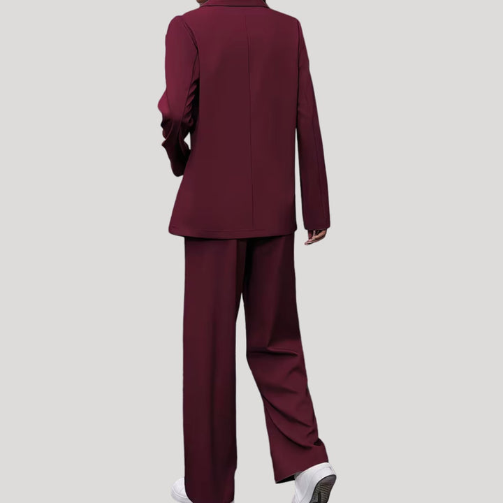 Women's Double-Breasted Tailored Wide-Leg Blazer Pants Suit Set