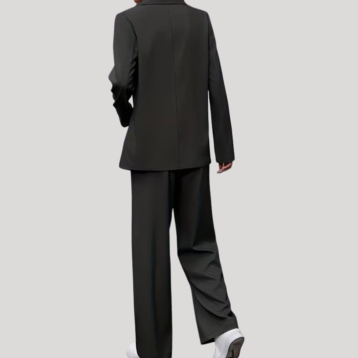 Women's Double-Breasted Tailored Wide-Leg Blazer Pants Suit Set