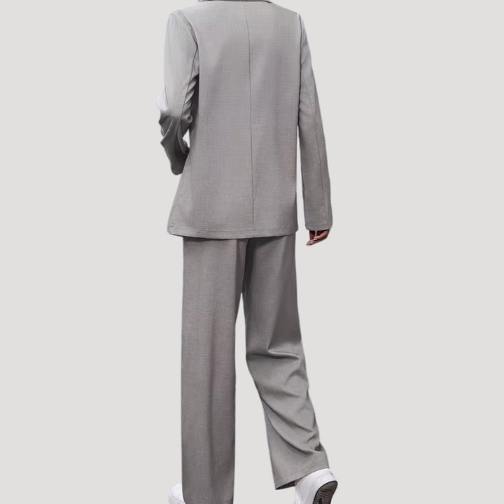Women's Double-Breasted Tailored Wide-Leg Blazer Pants Suit Set