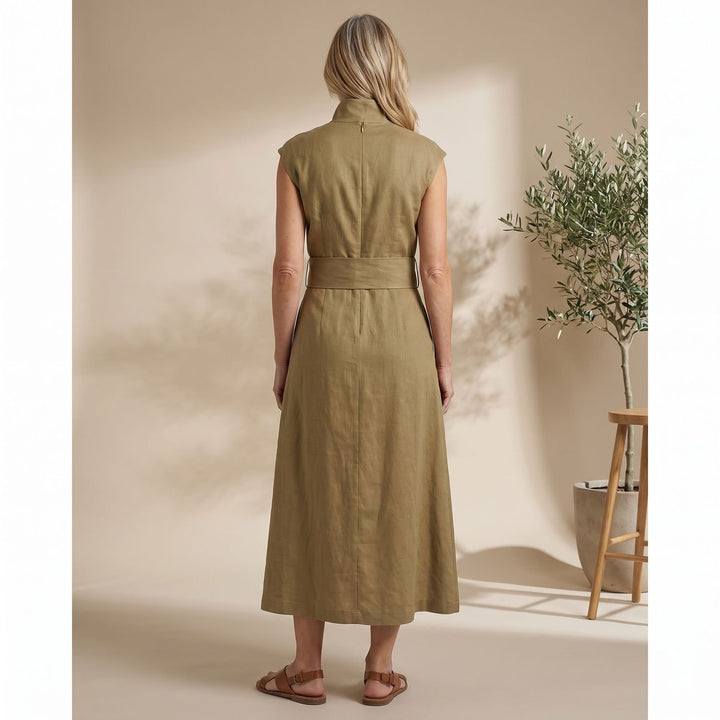 Women's Elegant Cap-Sleeve High-Neck Wide-Leg Jumpsuit