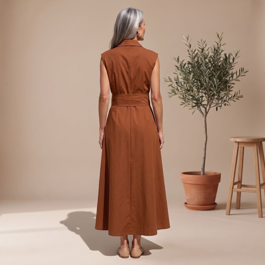 Women's Elegant Cap-Sleeve High-Neck Wide-Leg Jumpsuit