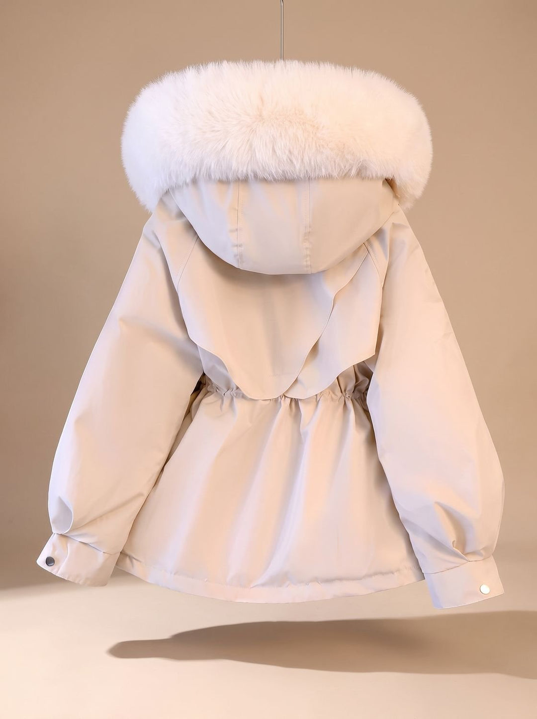 Women's Elegant Faux-Fur Hooded Drawstring Parka Jacket