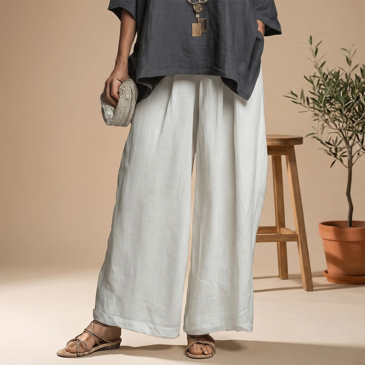 Women's Elegant Two Piece Set Wide-Leg Pants Relaxed Linen Top