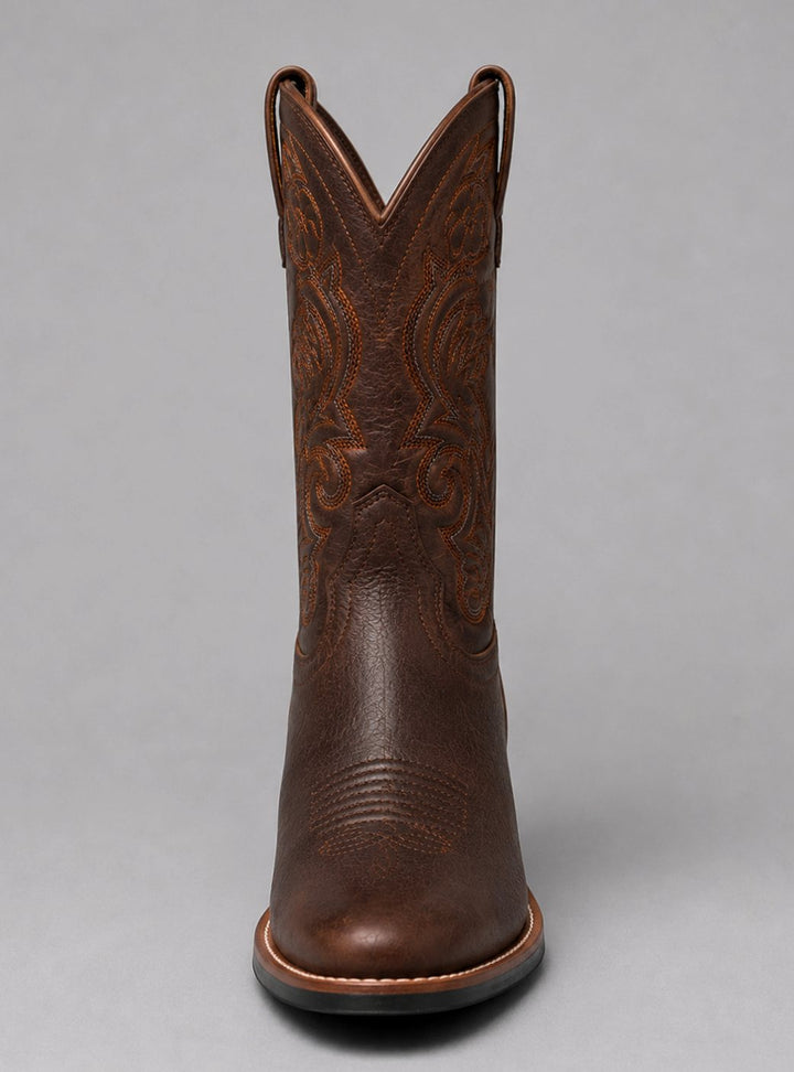 Women's Embroidered Leather Western Cowboy Boots Block Heel