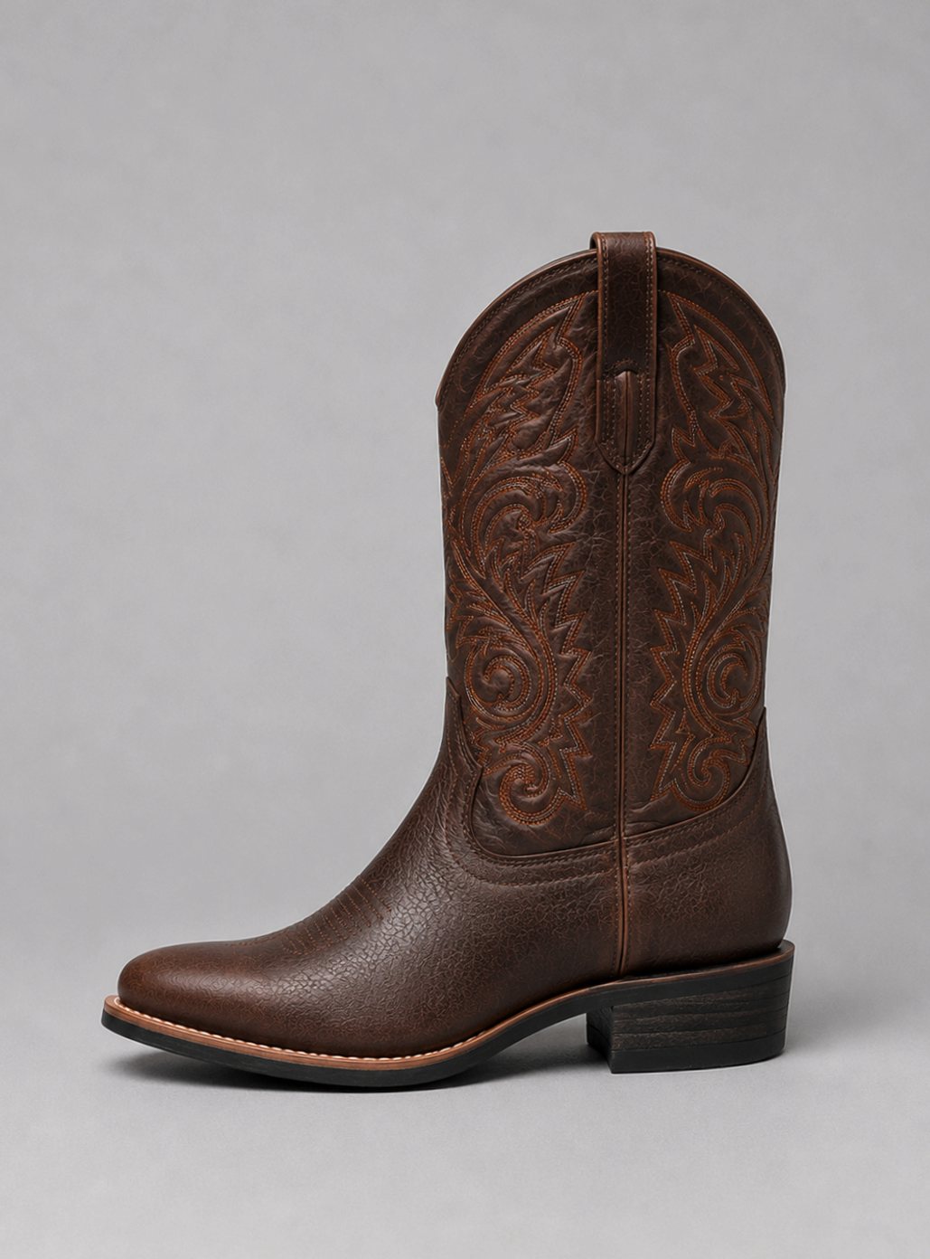 Women's Embroidered Leather Western Cowboy Boots Block Heel